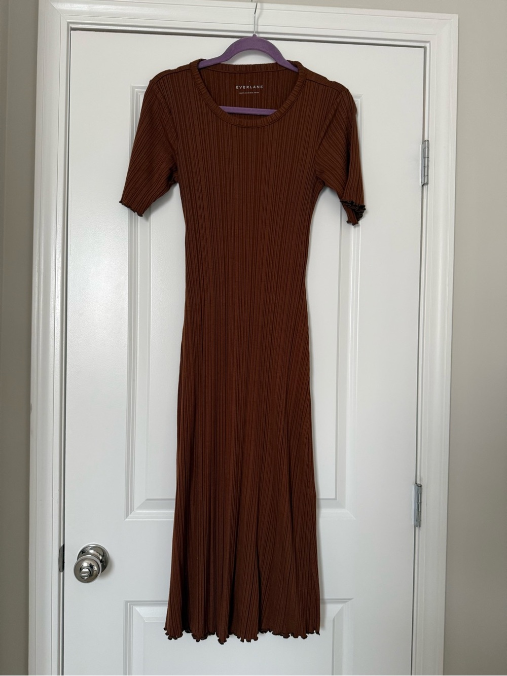Everlane Chocolate Brown Ribbed Midi Dress